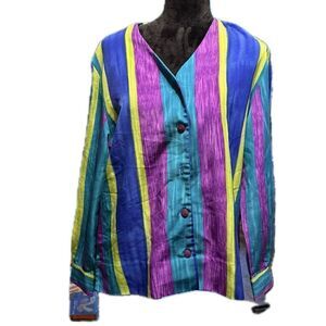 Kensington Square women’s size medium color block button down shirt‎